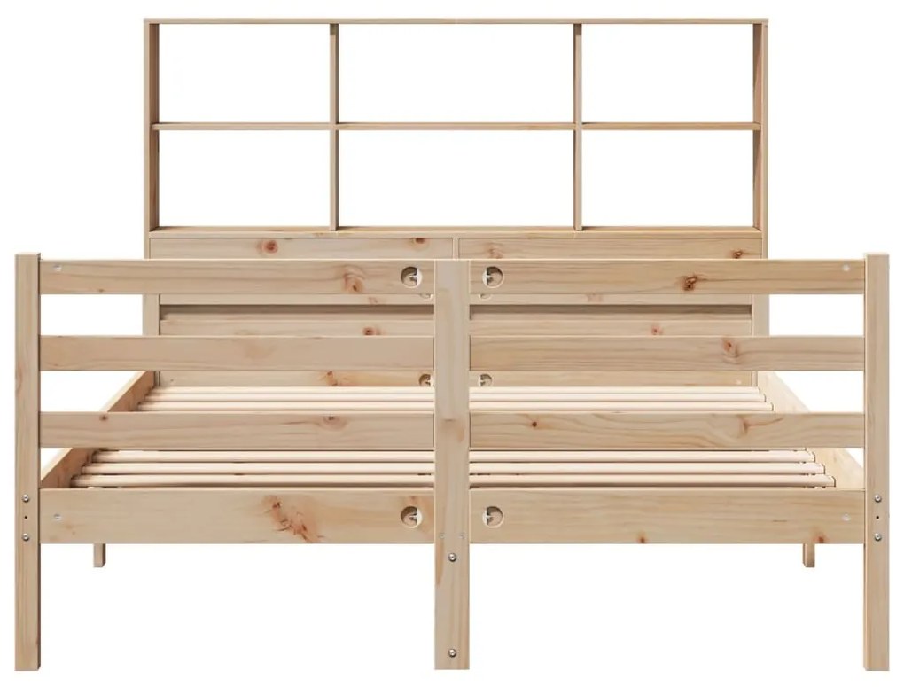 Cama com estante sem colchão 140x190 cm pinho maciço