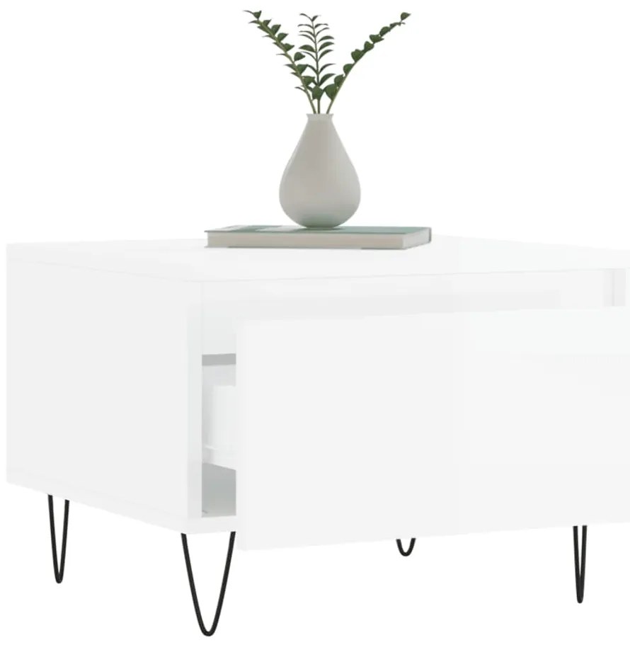 Mesas de centro 2pcs 50x46x35cm deriv. madeira branco brilhante