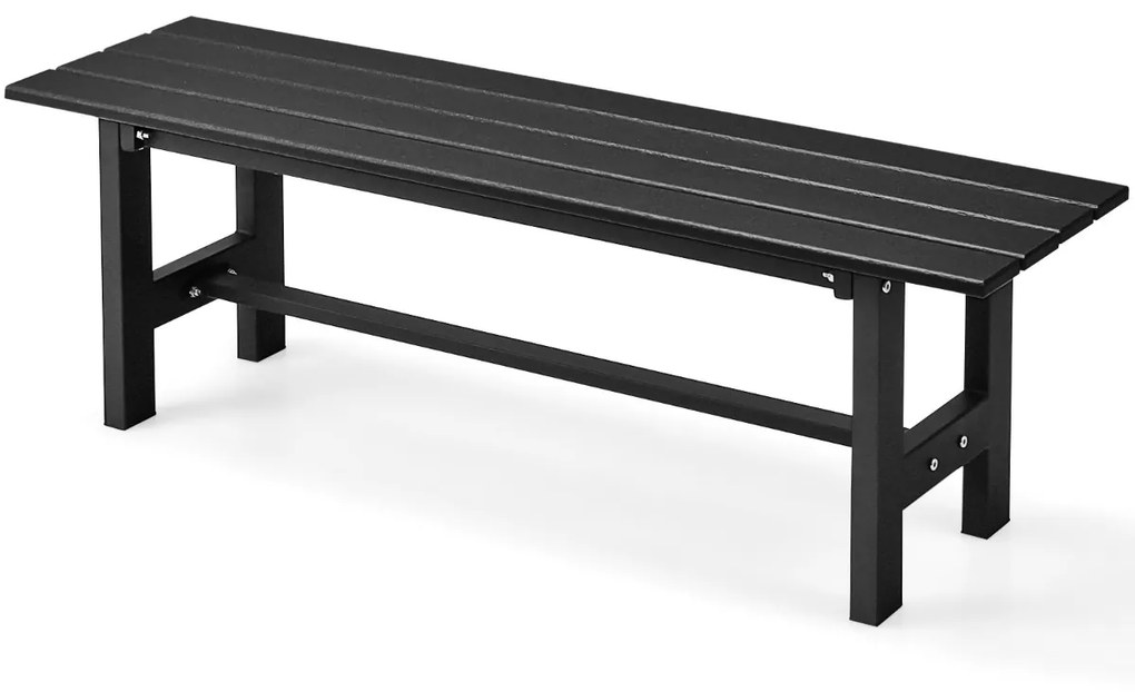 Banco jardim de exterior para 2 pessoas com estrutura metálica e assento de ripas Capacidade 300 kg para Pátio Jardim Varanda 120 x 36 x 40,5 cm Preto