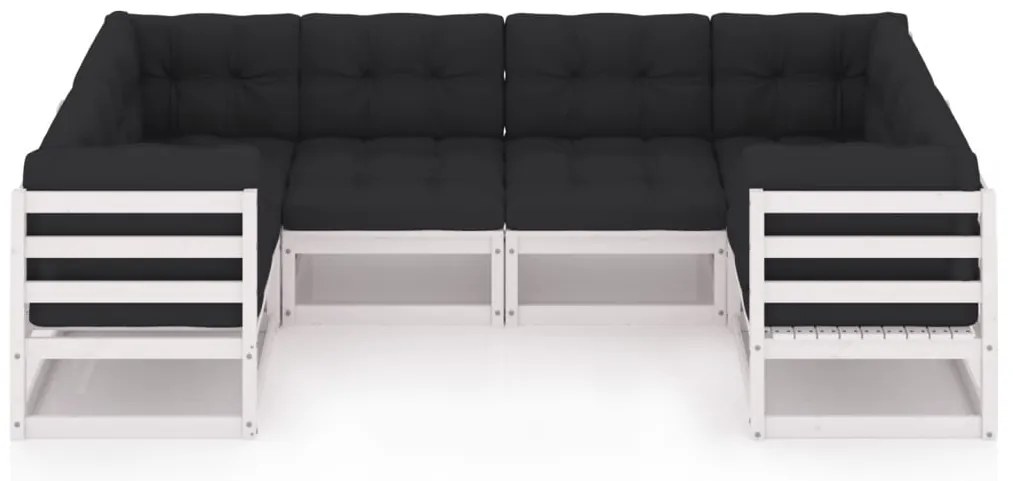 6 pcs conjunto lounge jardim c/ almofadões pinho maciço branco