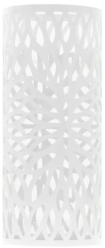 Suporte para guarda-chuvas com folhas em aço branco