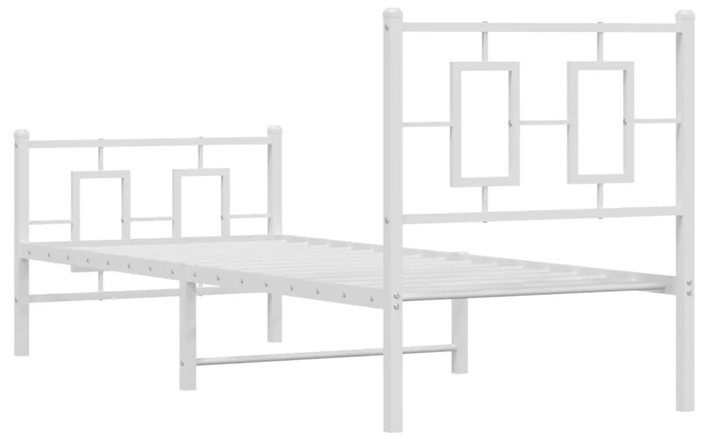 Estrutura de cama com cabeceira e pés 75x190 cm metal branco