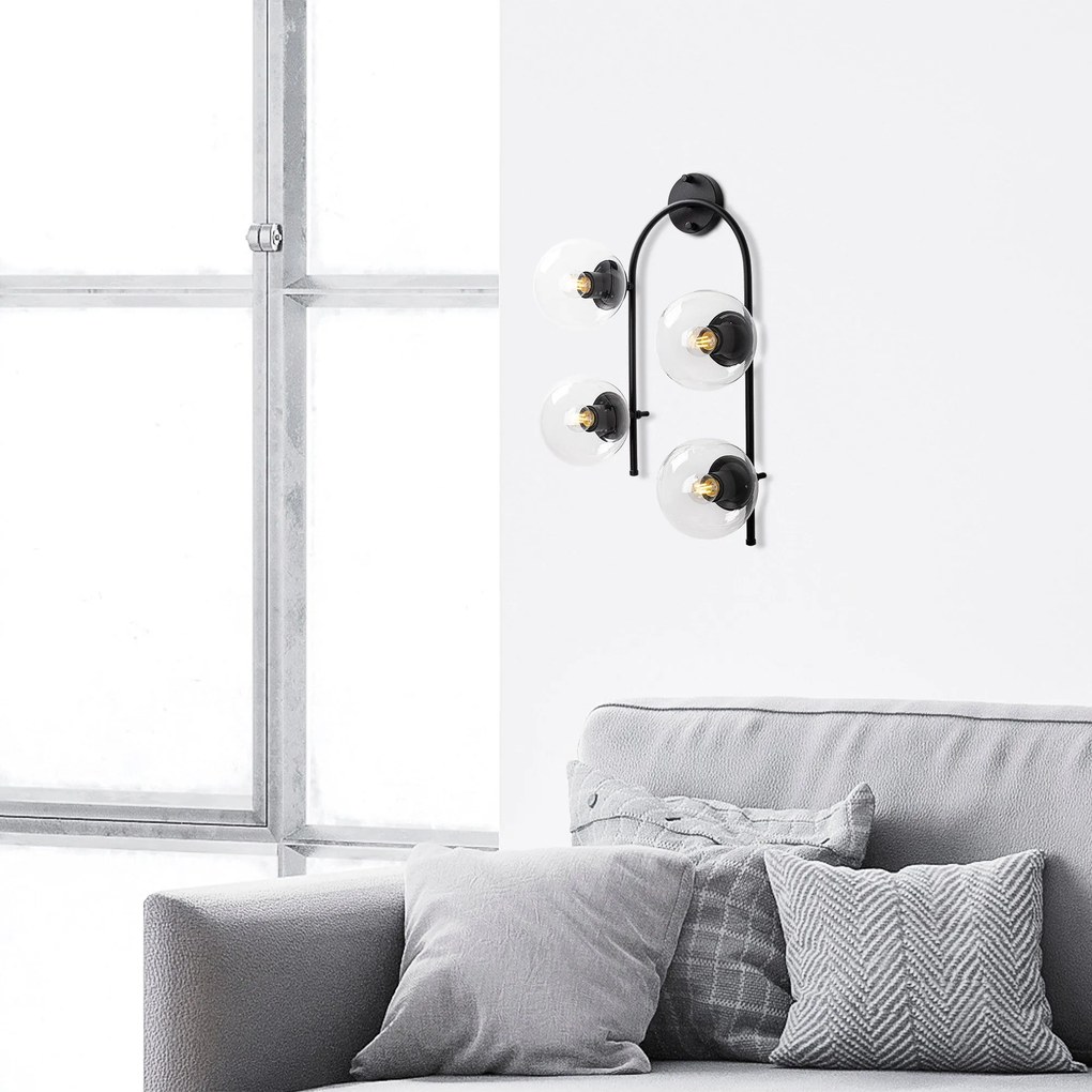 Aplique de Parede Jewel – Preto – 40 x 26 cm