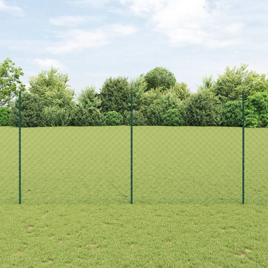 Cerca de Cadeia com 22 Postes U Verde 1,6x25 m em Aço