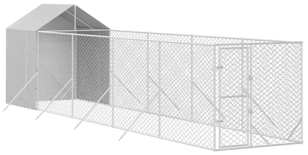 Canil de exterior com teto 2x10x2,5 m aço galvanizado prateado