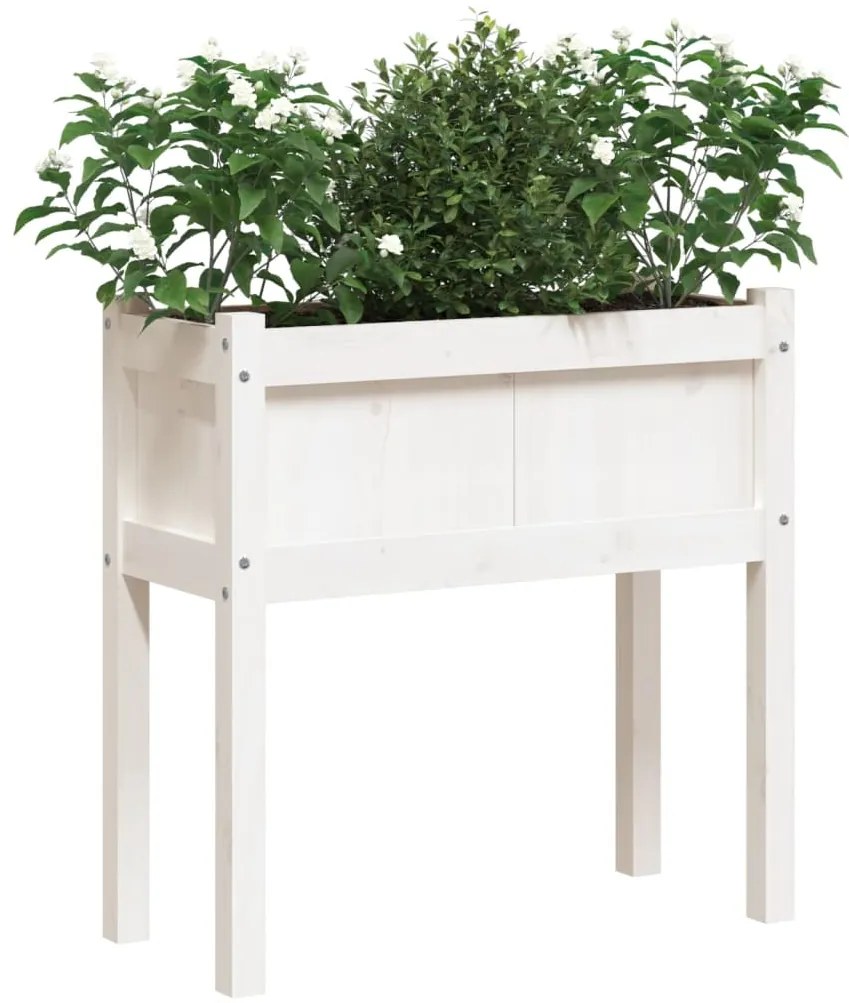 Vaso/floreira jardim c/ pernas 70x31x70 cm pinho maciço branco