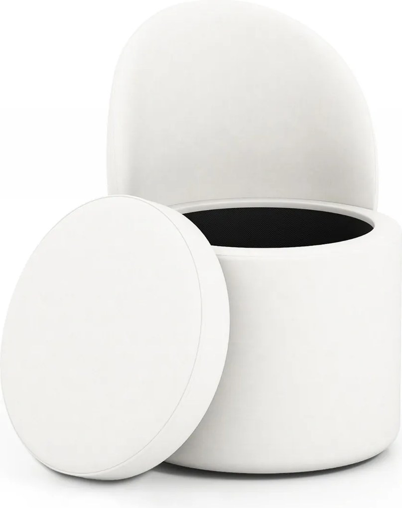 Banco com encosto para Toucador estofada com assento acolchoado Design cilíndrico moderno Branco