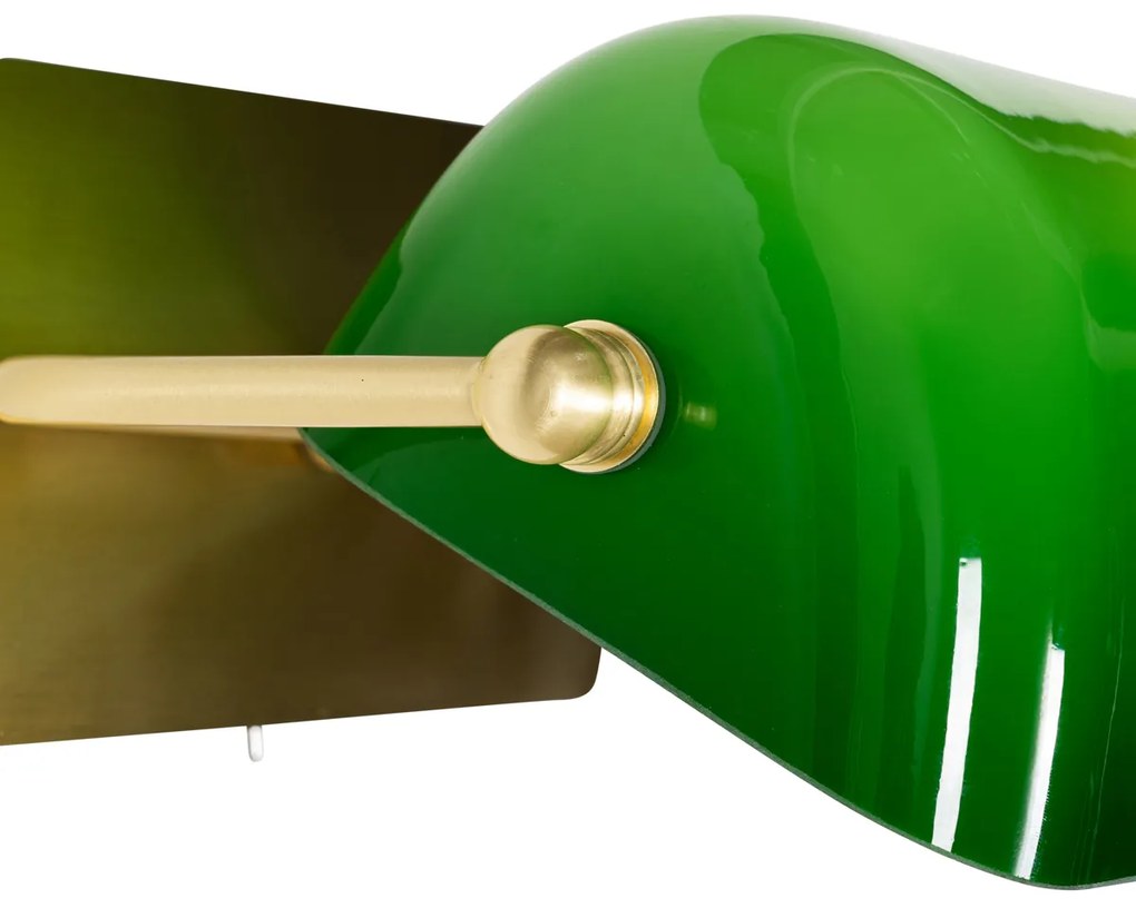 Candeeiro de parede clássico em latão com vidro verde - Banker