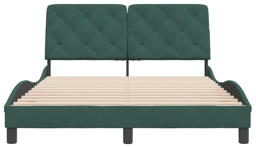 Estrutura de cama c/ cabeceira 140x190 cm veludo verde-escuro