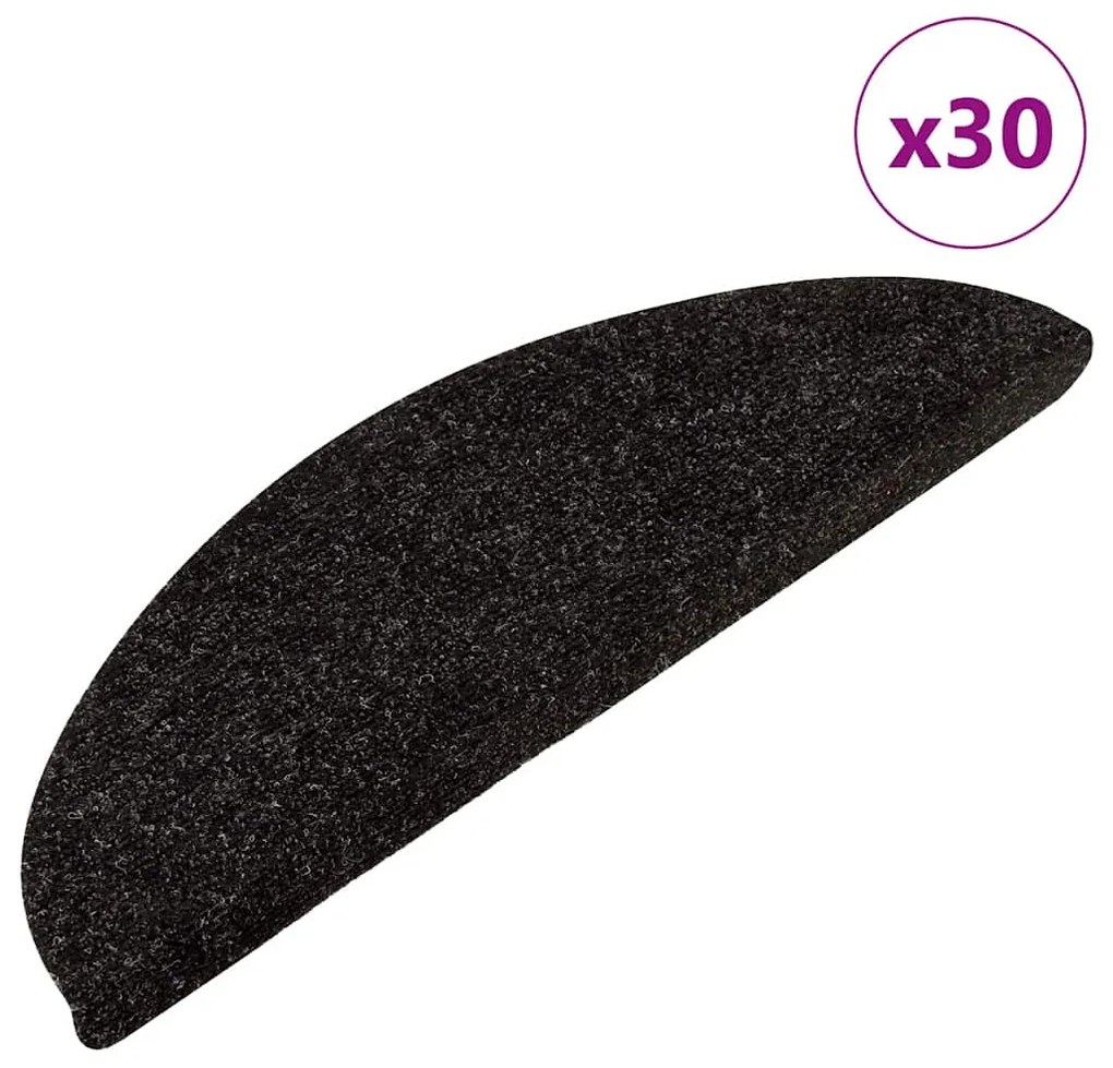 Tapetes de escada adesivos 30 pcs 56x17x3 cm antracite