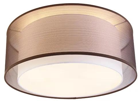 Candeeiro de tecto moderno castanho com luz branca de 50 cm 3 - Drum Duo Moderno