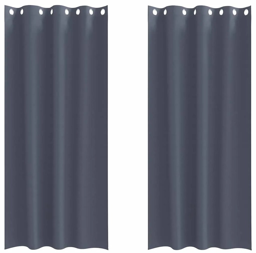 Cortinas 2 pcs Cinzento-escuro 245 x 140 cm Poliéster