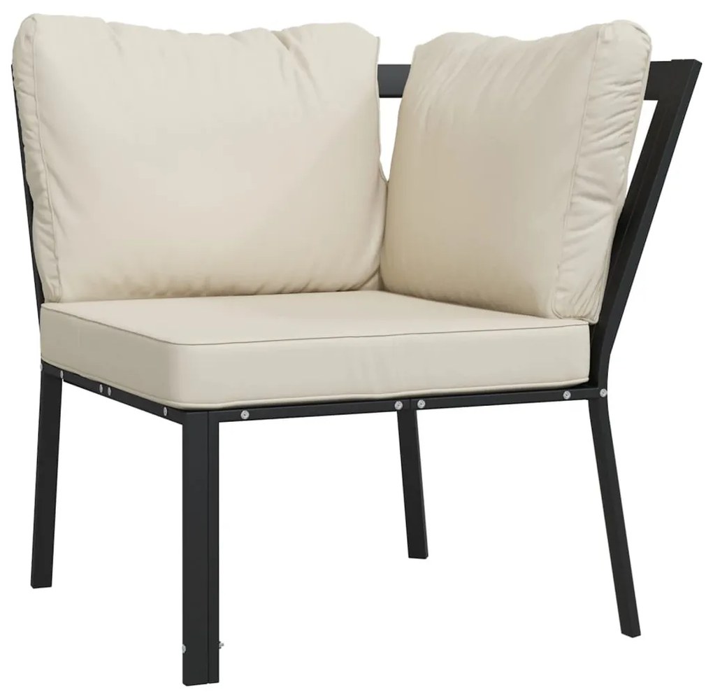 6 pcs conjunto lounge de jardim aço c/ almofadões areia