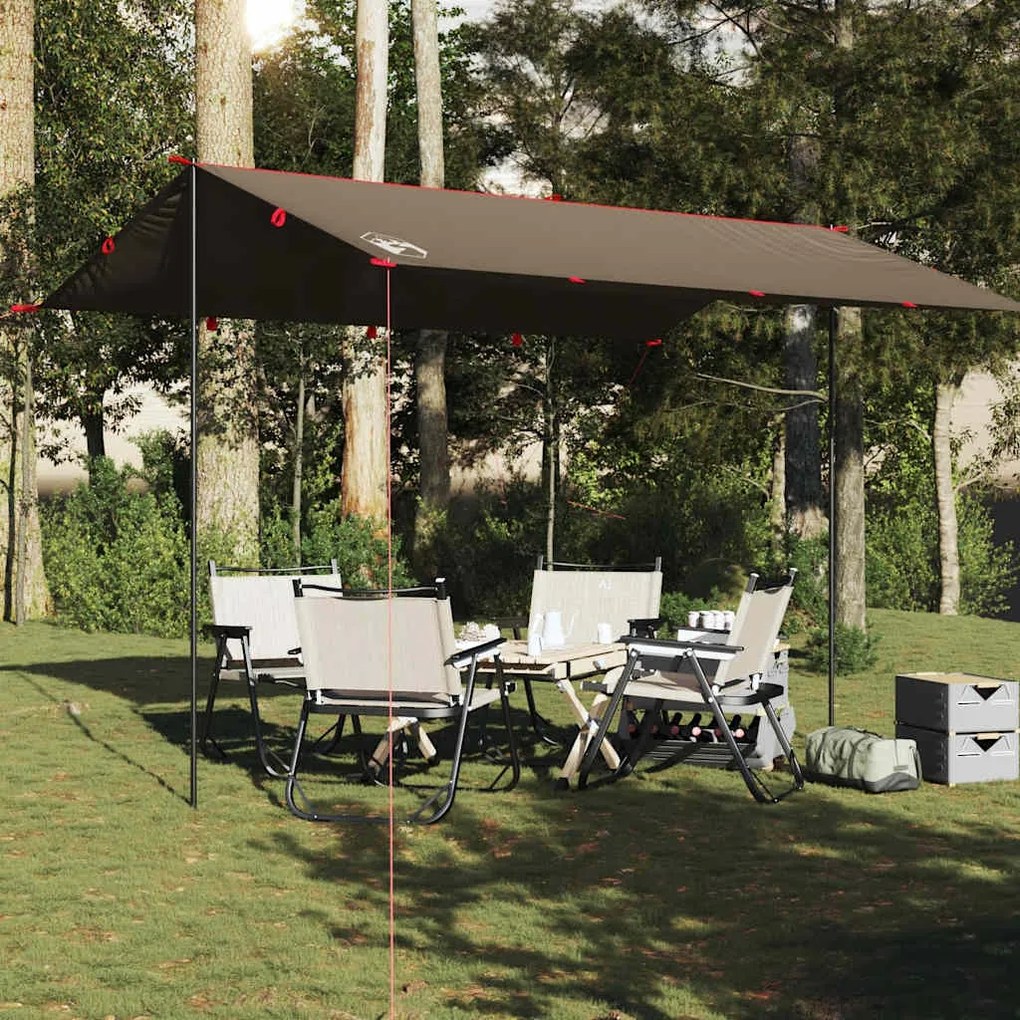 Lona de campismo 406x306 cm impermeável castanho