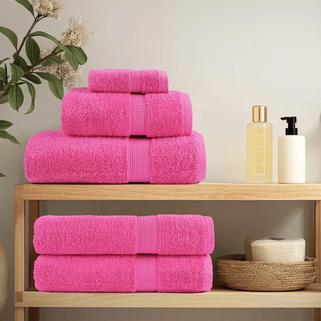 8pcs Conjunto toalhas banho premium SOLUND 600 gsm rosa