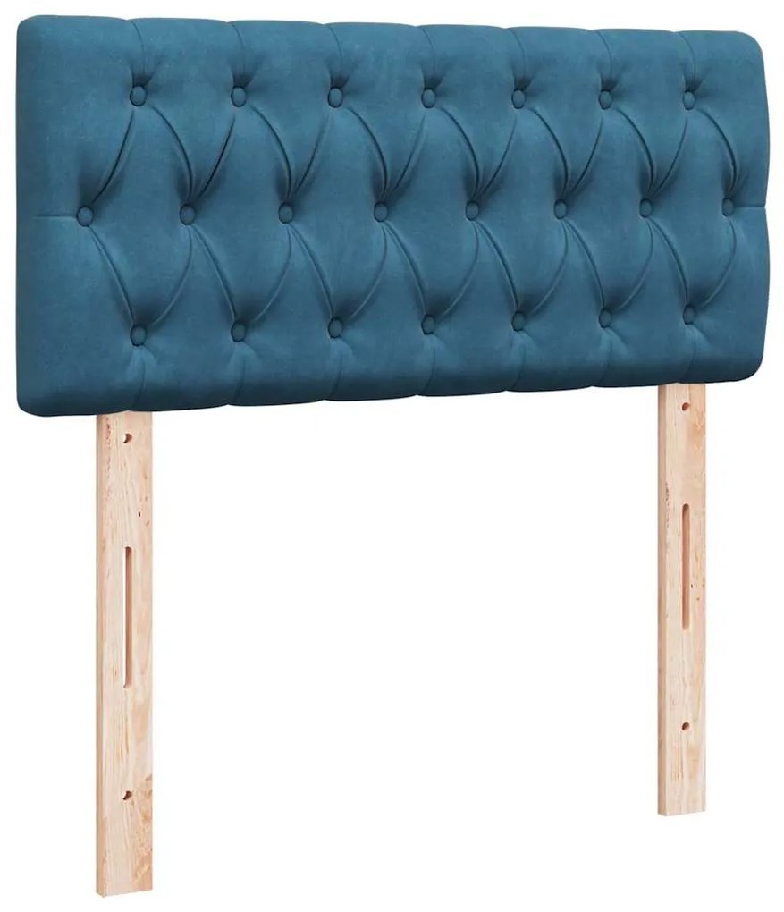 Estrutura cama otomana com colchão azul escuro 90x190cm veludo