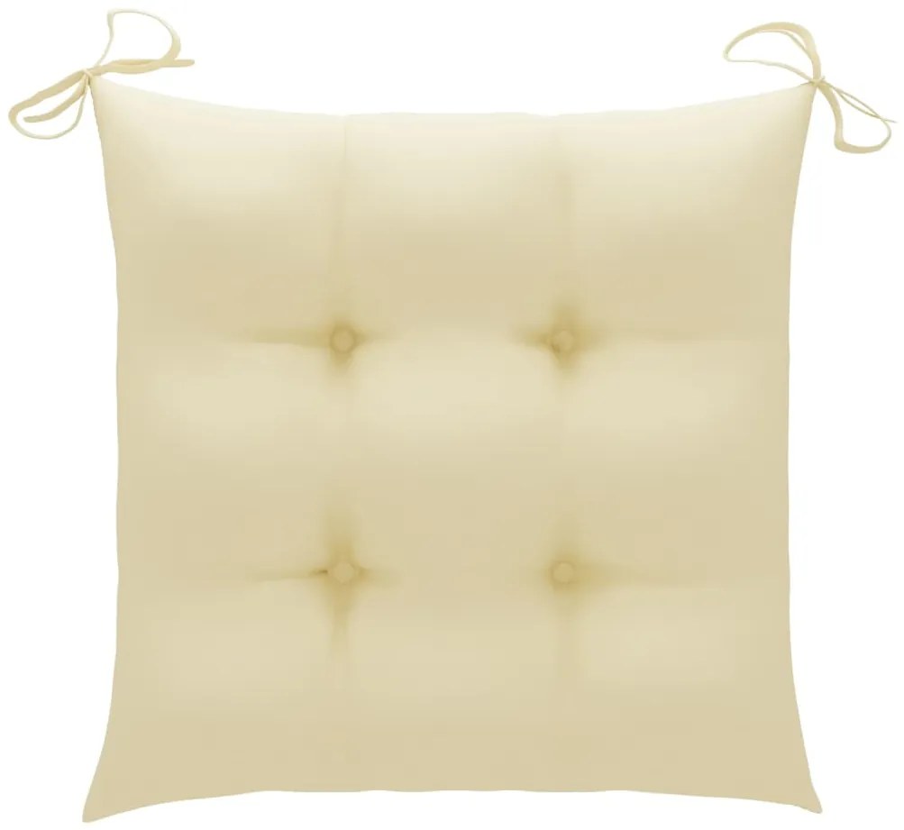 Cadeiras de jardim c/ almofadões branco nata 8 pcs teca maciça