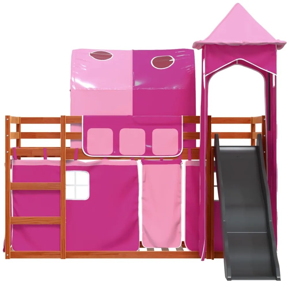 Beliche com escorrega e cortinas 90x190 cm rosa