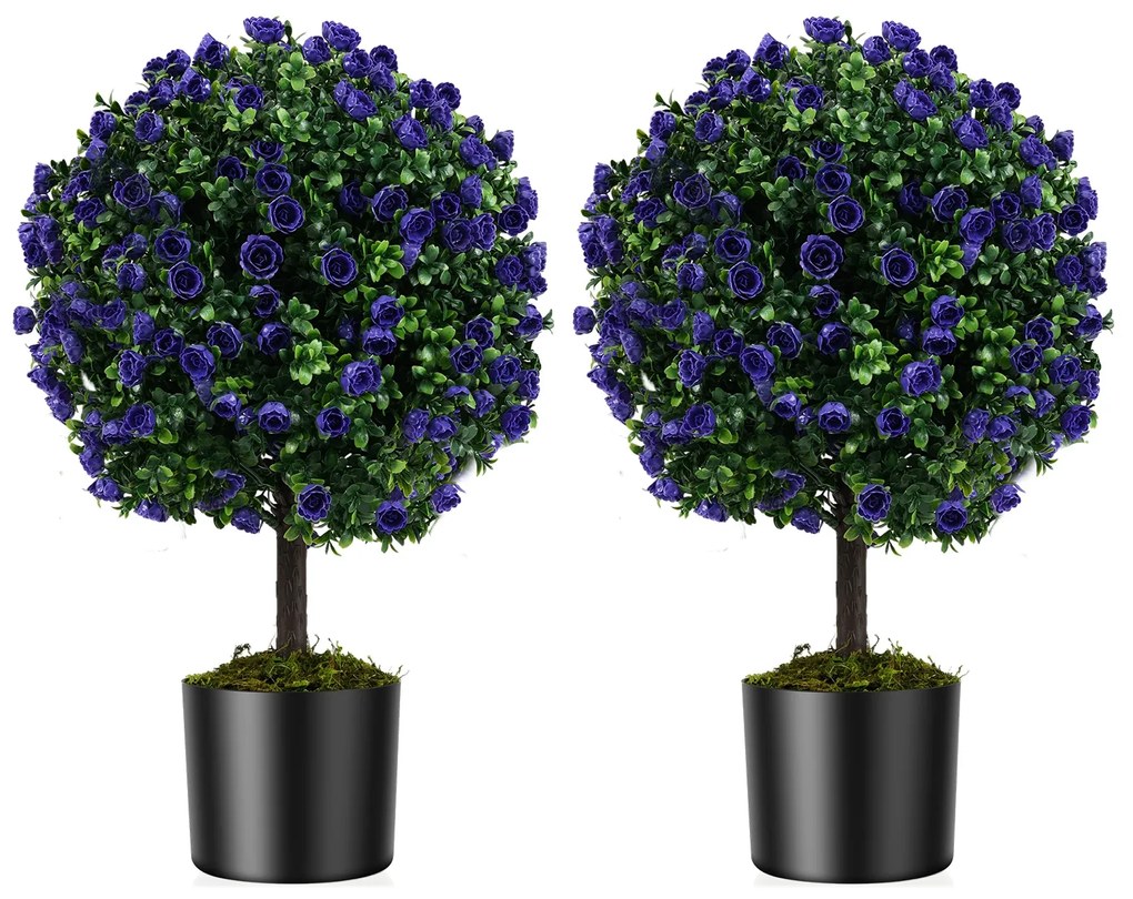 Conjunto de 2 árvores topiárias artificiais de bola dupla