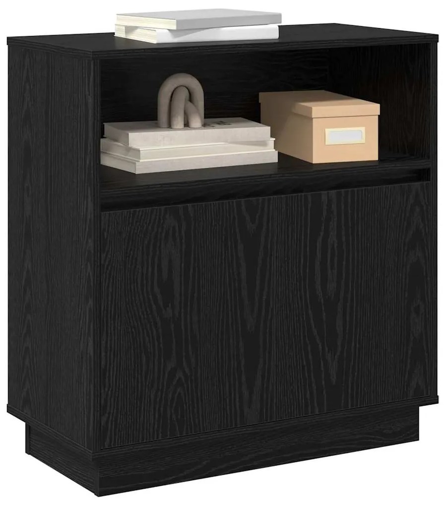 Sideboard com LED Madeira Carvalho Preto 71x34,5x75 cm