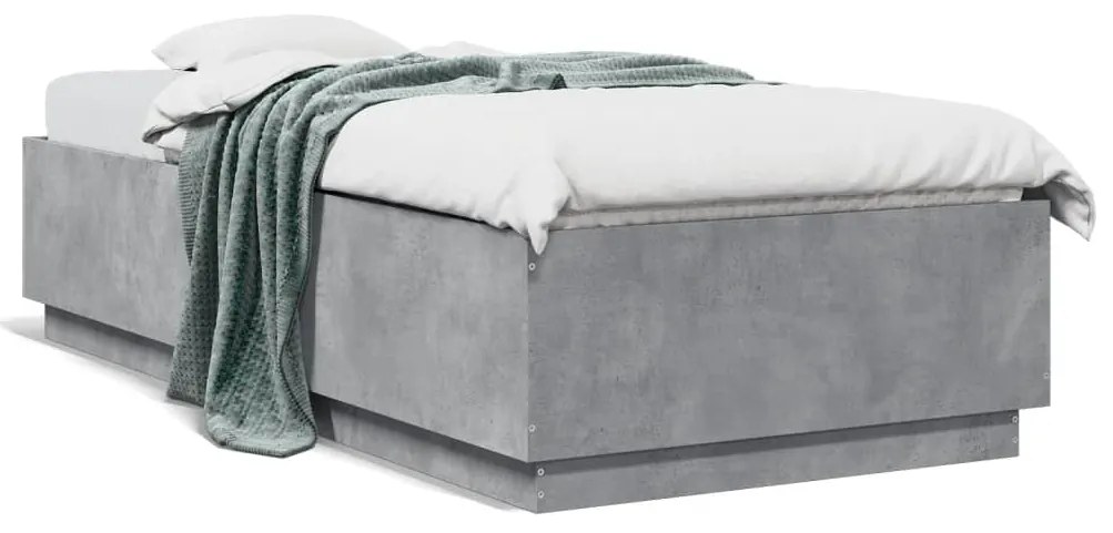 vidaXL Estrutura de cama c/ luzes LED derivados madeira cinza cimento