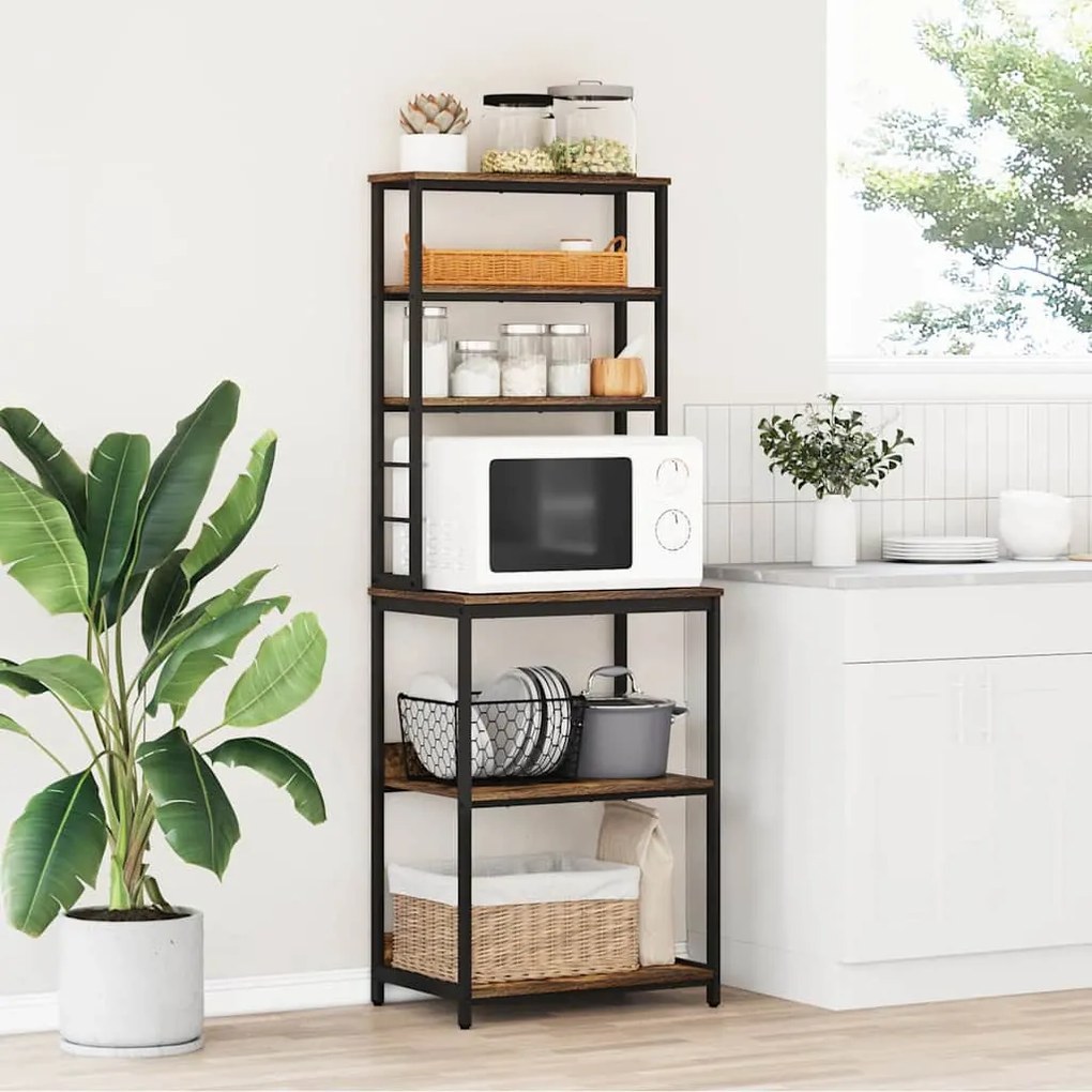 vidaXL Prateleira de Cozinha Carvalho Defumado 60 x 40 x 168 cm