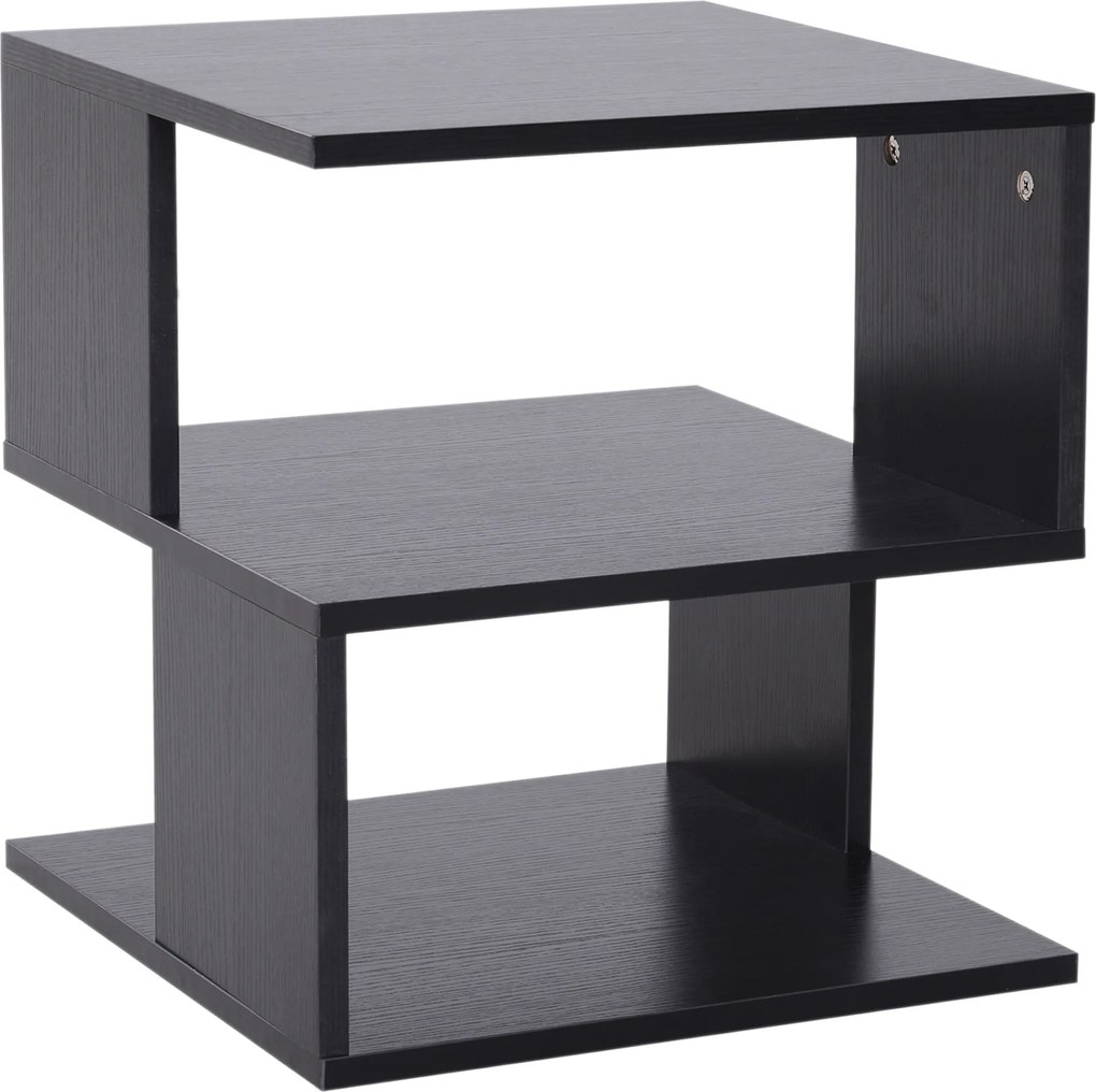 HOMCOM Mesa Auxiliar Mesa de Cabeceira de 2 Níveis com Prateleira de Armazenamento para Sala Quarto Estante 40x40x43 cm Preto | Aosom Portugal
