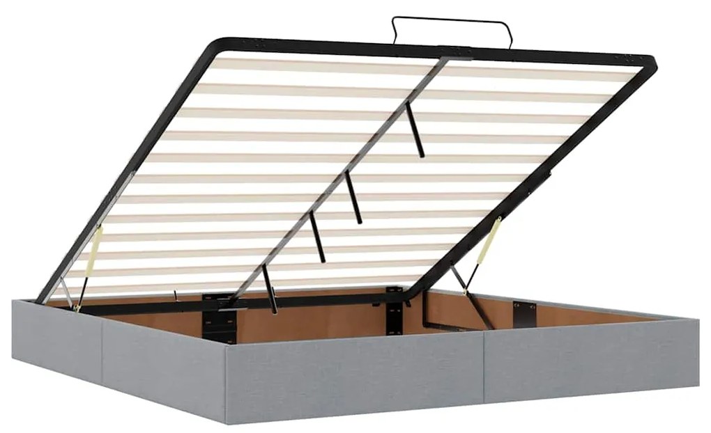 Estrutura cama otomana colchão 160x200 cm tecido cinzento claro