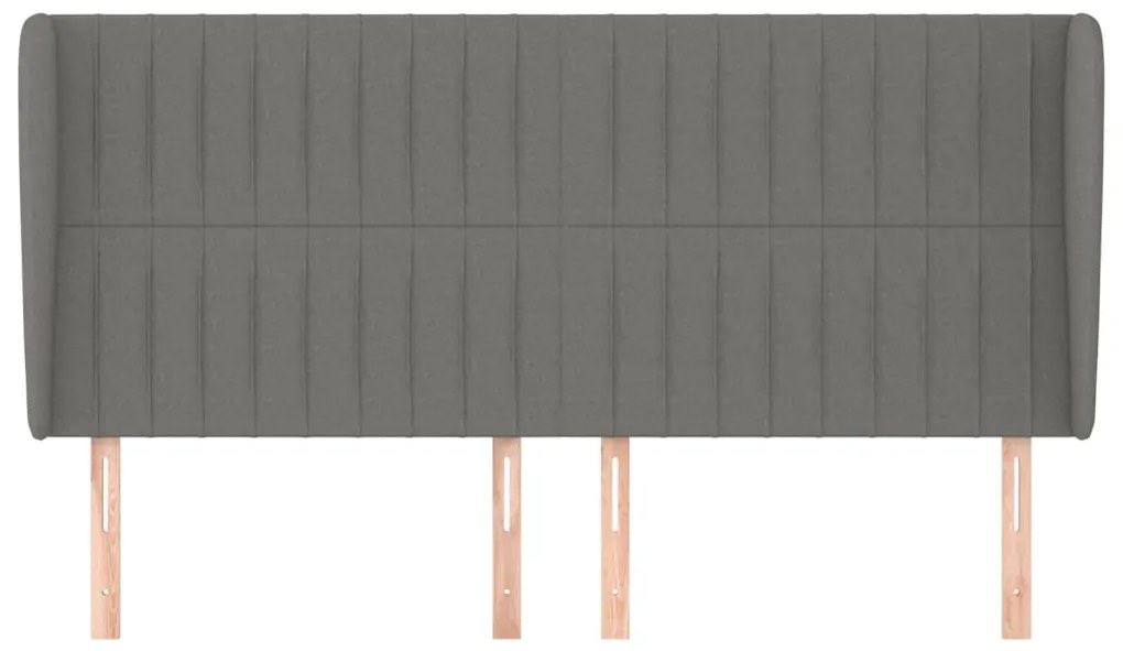 Cabeceira cama c/ abas tecido 163x23x118/128 cm cinzento-escuro