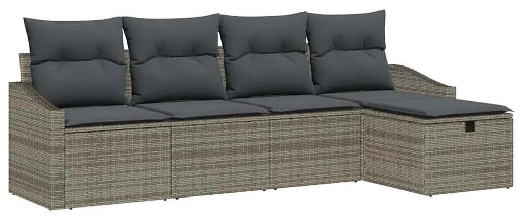 Conjunto de Sofá de Jardim da com 5 Peças e Almofadas Cinza em Rattan
