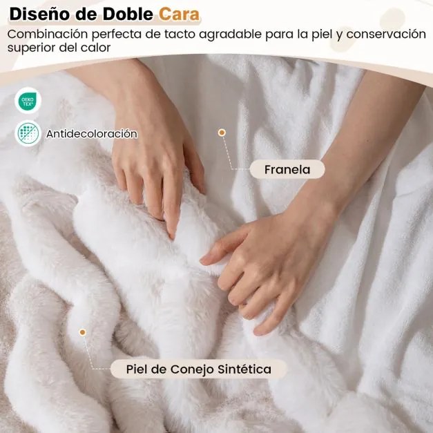 Manta de pele sintética de luxo 178 x 203 cm Manta de pelúcia macia, grossa e quente para Natal Decoração de cama, sofá ou poltrona Branco