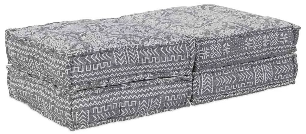 Sofá Puff Modular 2 Lugares Conversível Cinza Claro