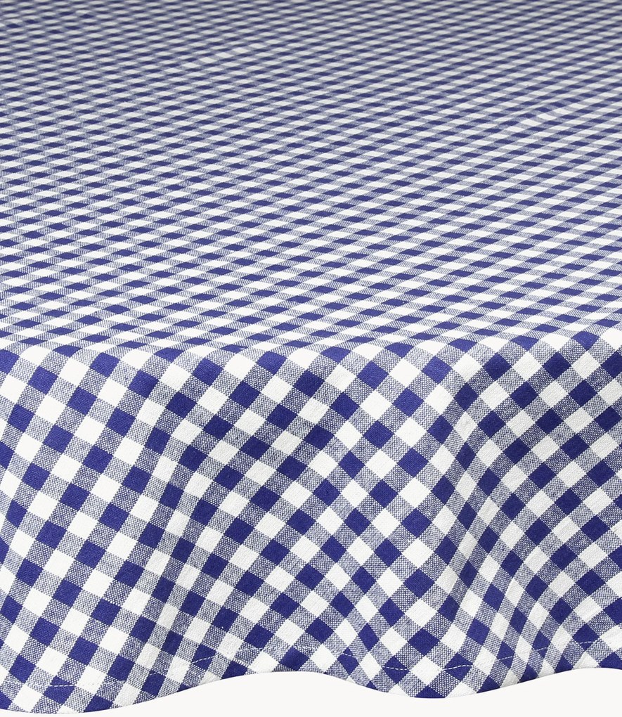 Toalha de mesa redonda com padrão vichy Vichy Blu