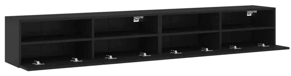 Móveis parede p/ TV 2 pcs 100x30x30 cm derivados madeira preto