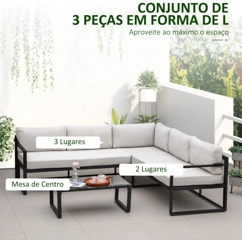 Conjunto de Jardim Jamilla - 2 Sofás e 1 Mesa de Centro - Design Moder