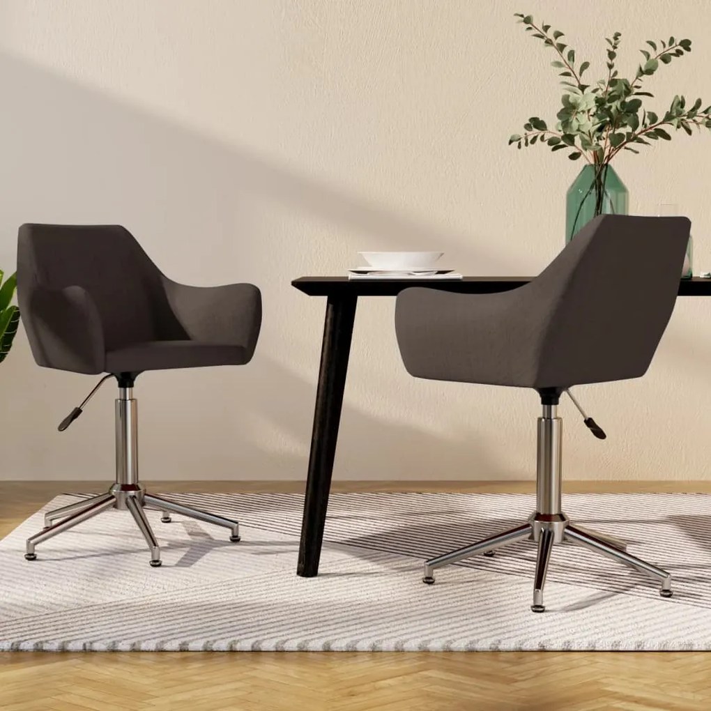 vidaXL Cadeiras de jantar giratórias 2 pcs tecido castanho-escuro