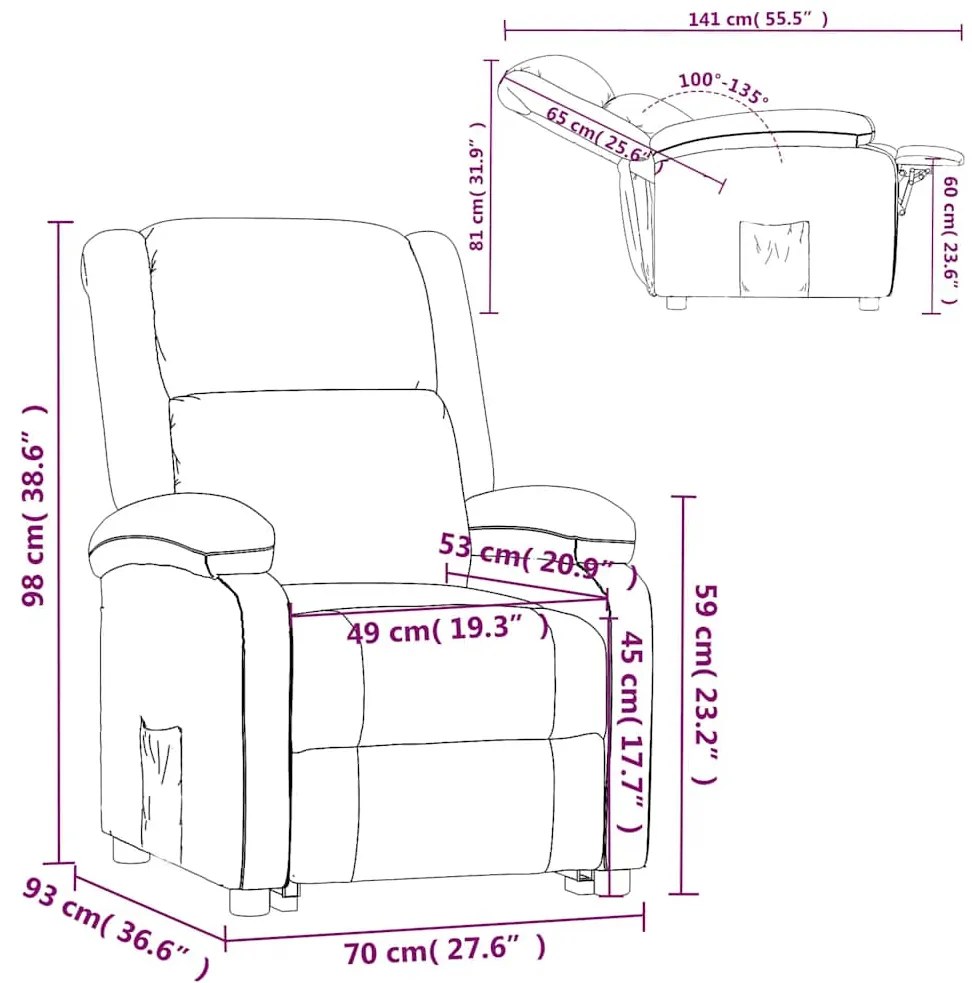 Poltrona reclinável tecido cinzento-claro