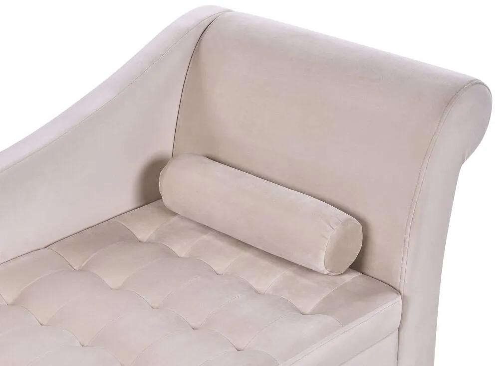 Chaise-longue à direita com arrumação em veludo branco creme PESSAC Beliani