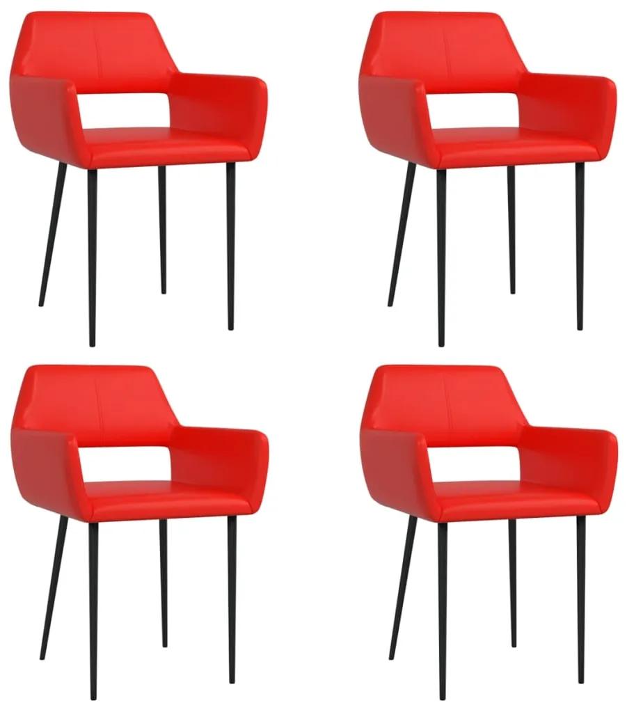 3058031 vidaXL Cadeiras de jantar 4 pcs couro artificial vermelho