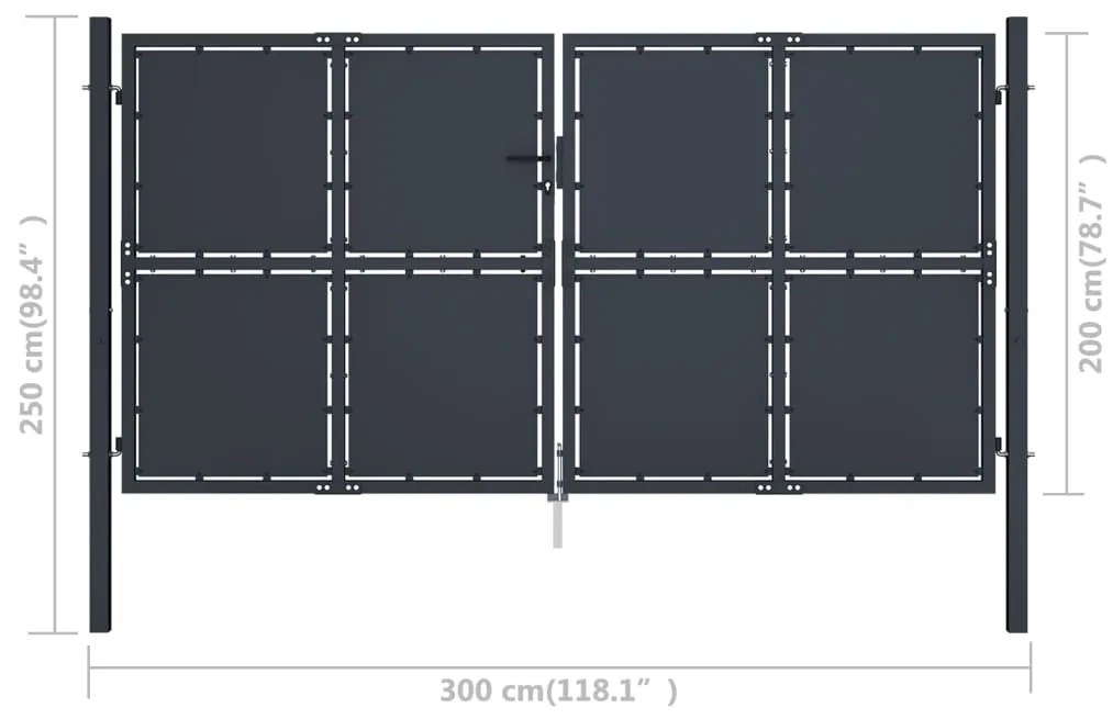 Portão de jardim 300x200 cm aço antracite