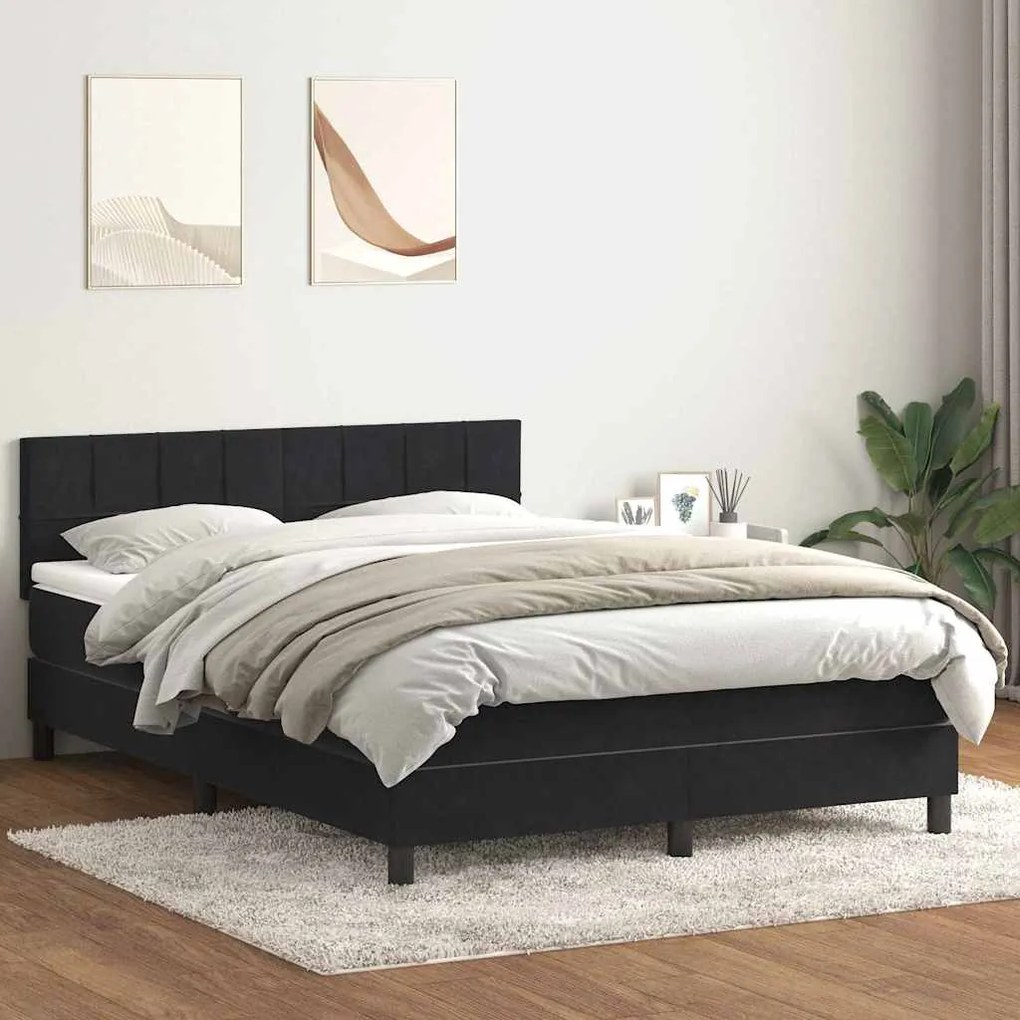 vidaXL Cama com molas/colchão 140x210 cm veludo preto