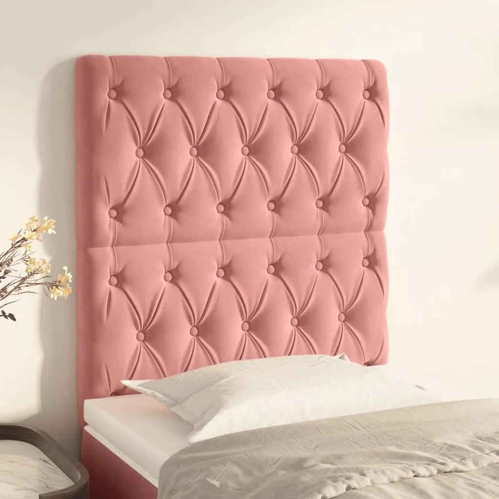 Cabeceira de cama 2 pcs veludo 80x7x78/88 cm rosa