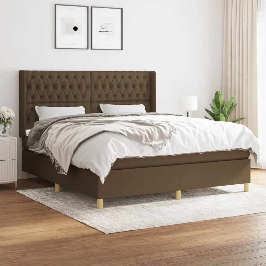 vidaXL Cama com molas/colchão 180x200 cm tecido castanho-escuro