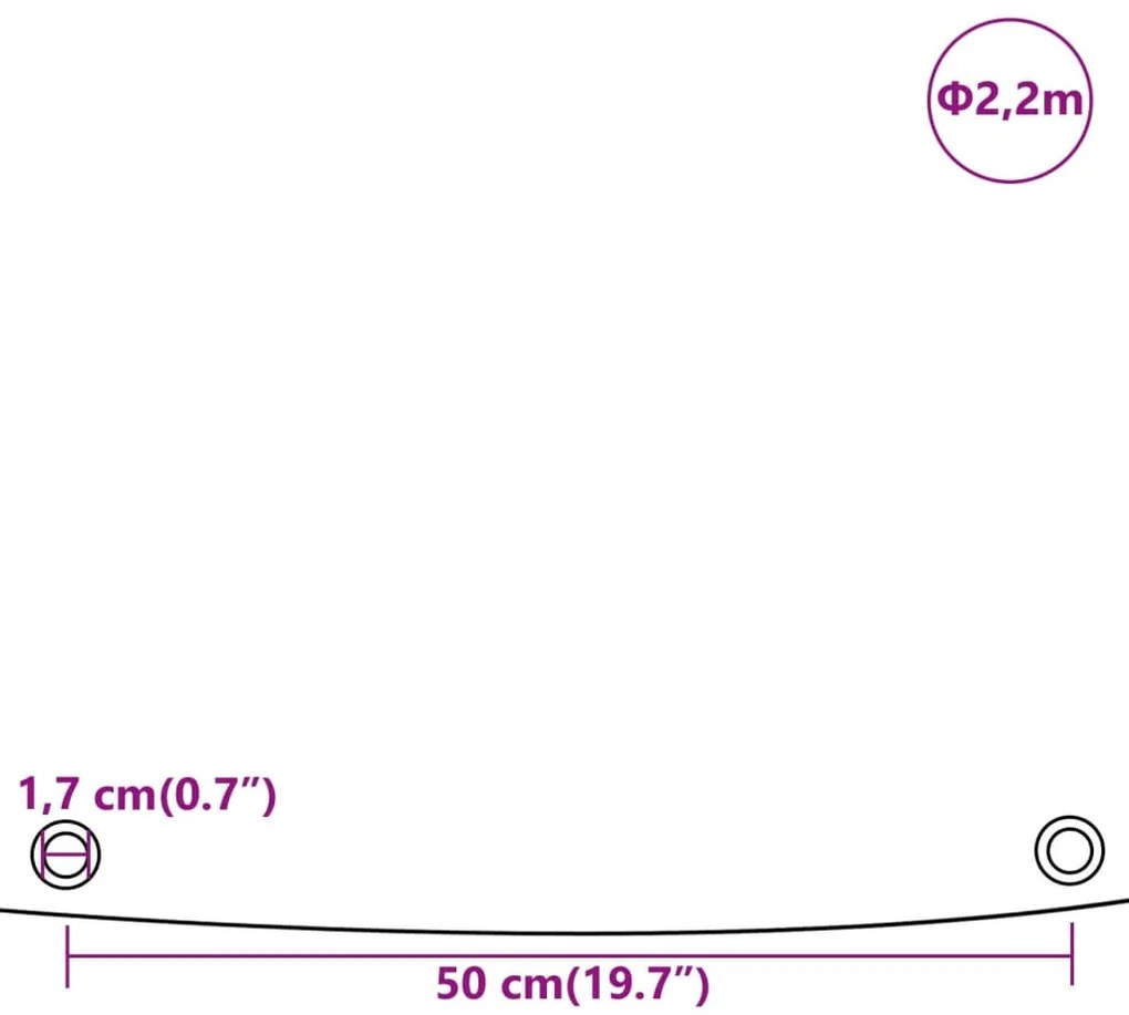 Lona Ø 2,2 m 650 g/m² cinzento