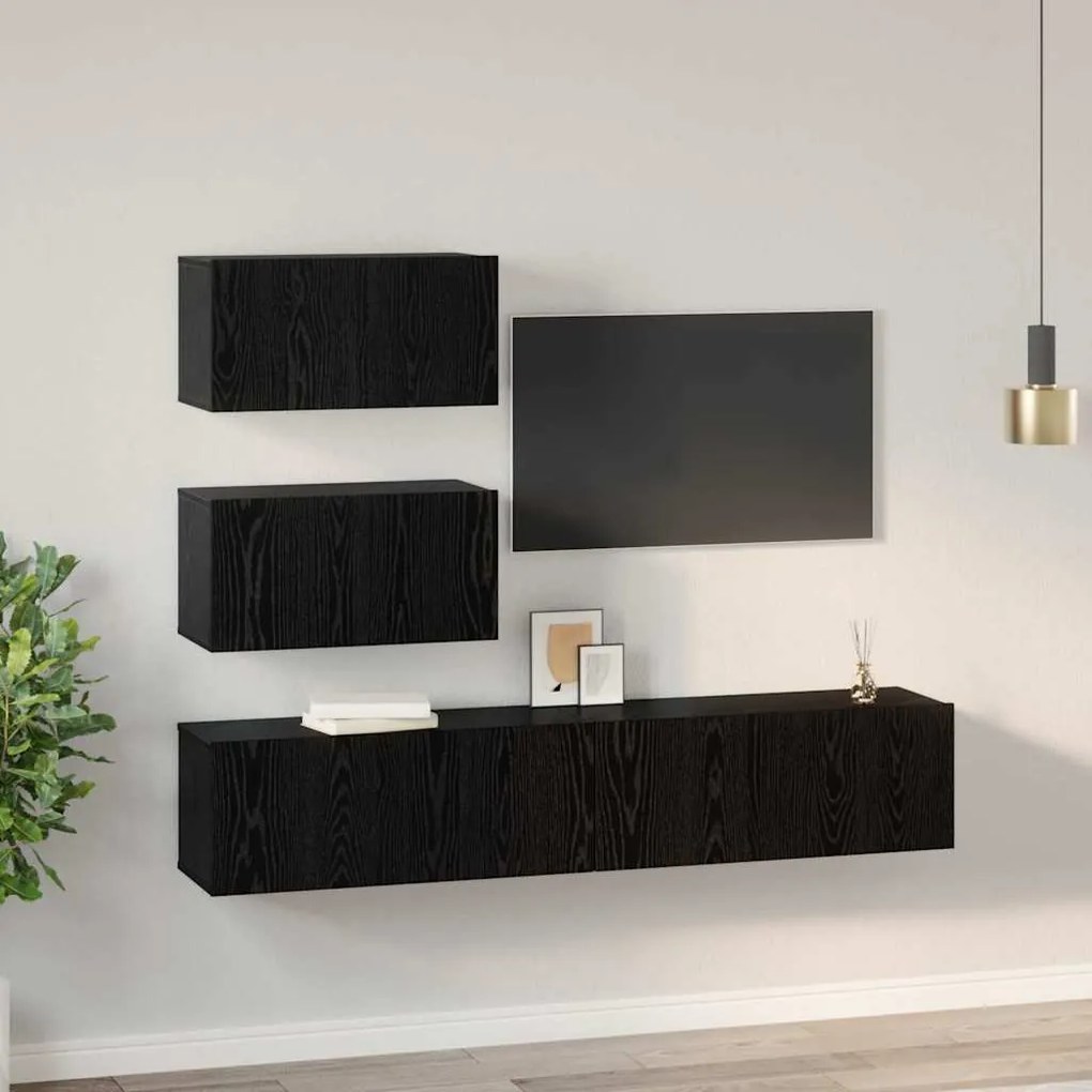 Conjunto de Estantes para TV 4 pcs Carvalho Preto