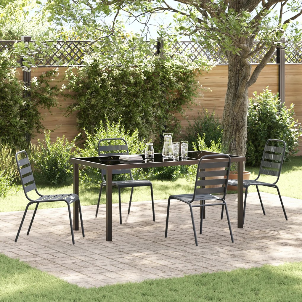 vidaXL Conjunto de Jantar de Jardim 5 Peças Cinza Escuro Aço