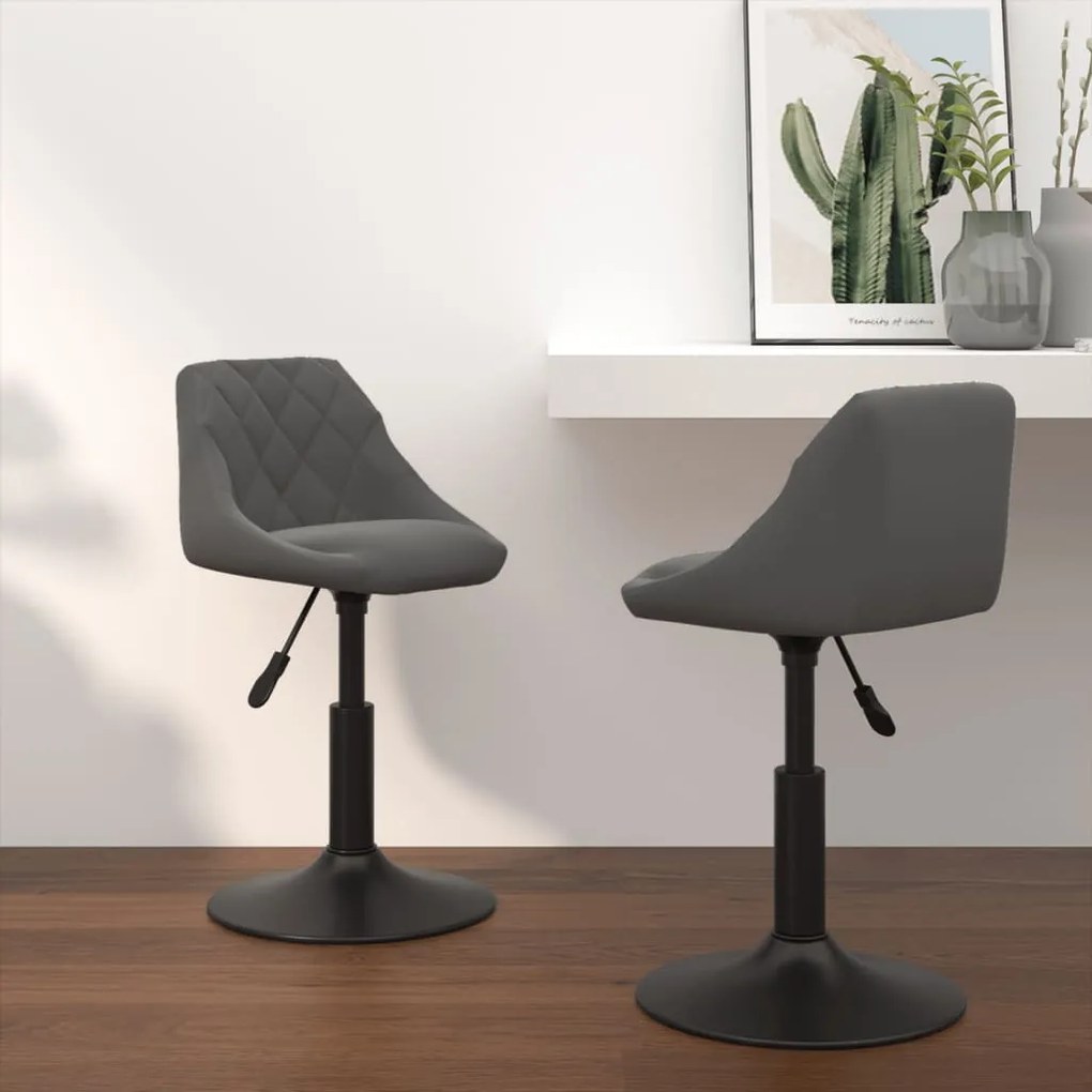 Cadeiras de jantar giratórias 2 pcs veludo cinzento-escuro