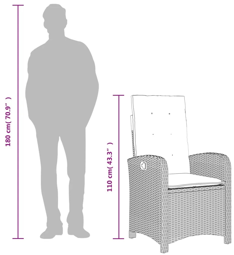 5 pcs conjunto de jantar p/ jardim com almofadões vime PE bege