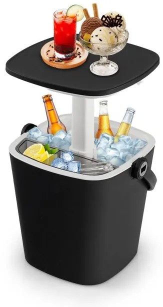 Mesa de bar portátil 3 em 1 com abridor de garrafas e tampa elevatória para camping à beira da piscina - Azul
