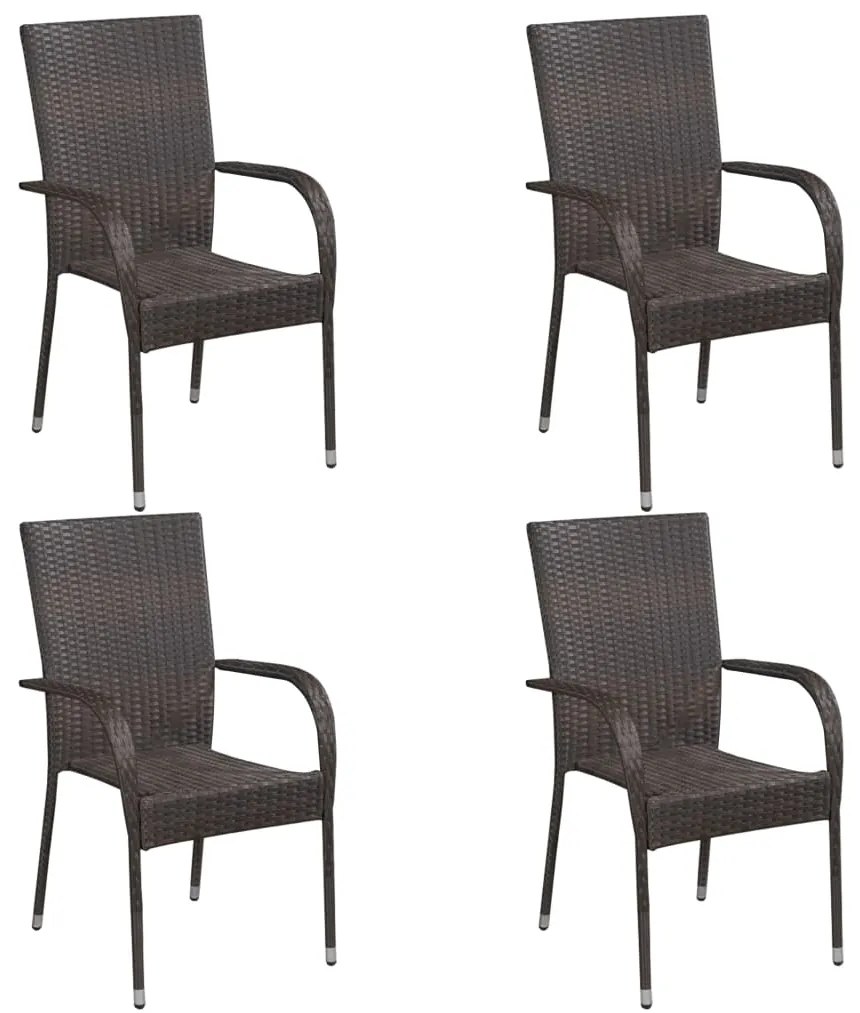 5 pcs conjunto de jantar para jardim castanho